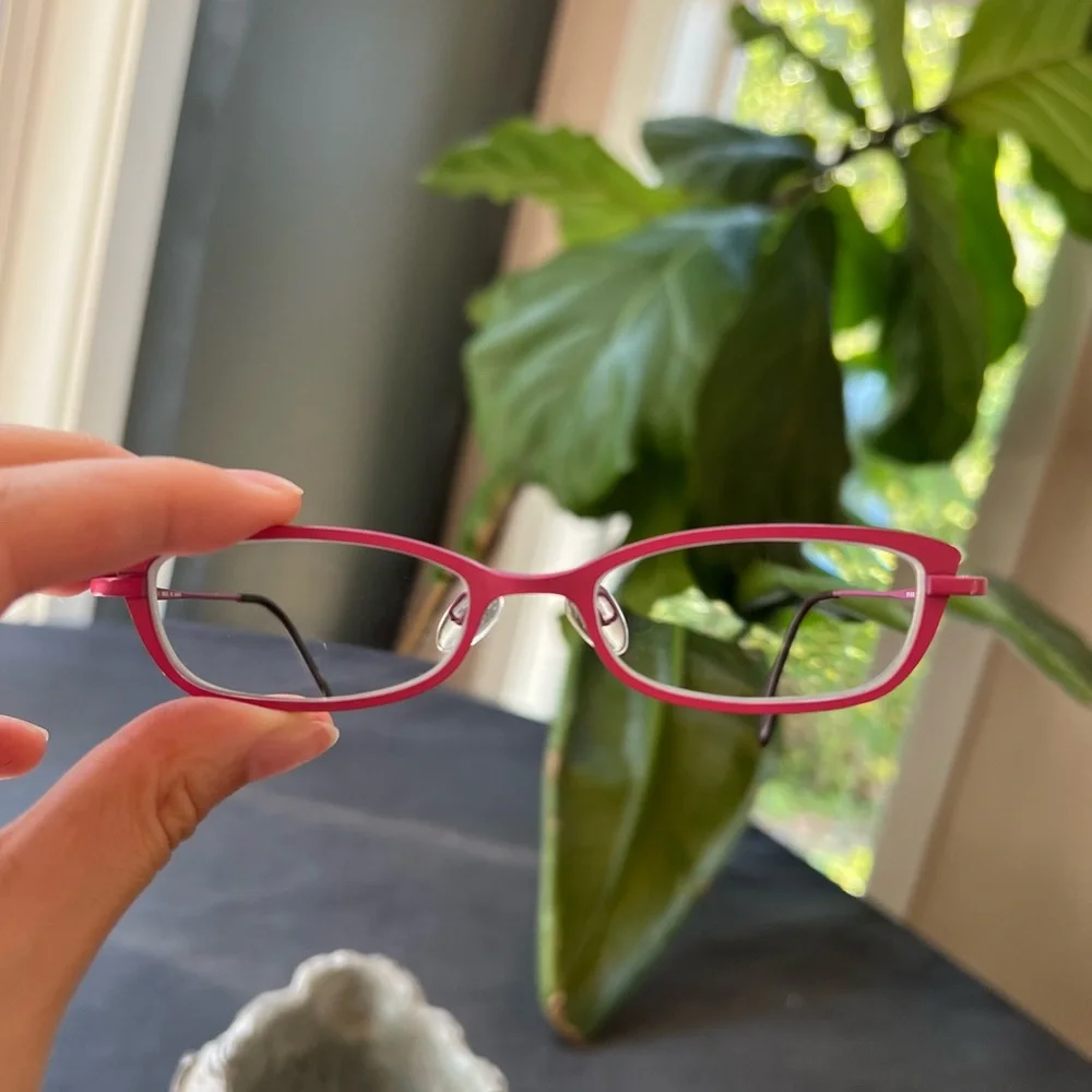 Bevel Eyeglasses Debbie Pink Berry Frame Case Japan 46-17 Titanium Vintage Y2K